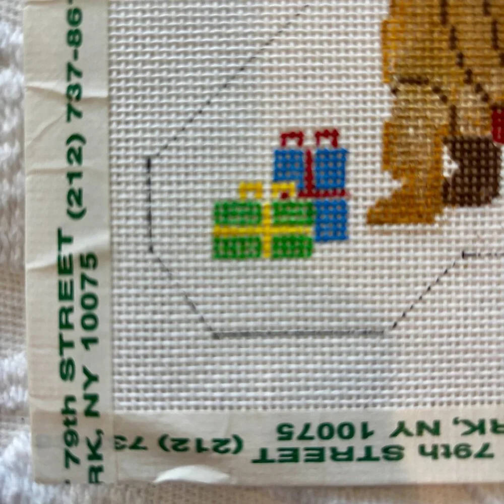 Mini Needlepoint Canvas Stocking Pooh Bear - Picture 2 of 4
